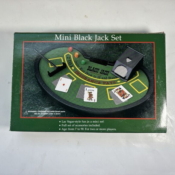 Mini Black Jack Set Casino Card Game Travel Board Game Poker Chips Complete - Picture 10 of 10